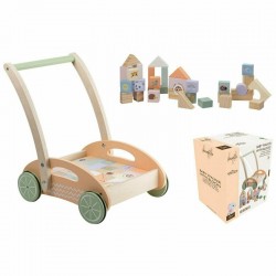 Joueco - Antepremergator cu 34 de cuburi Familia Wildies Din lemn certificat FSC 12 luni+ Multicolor