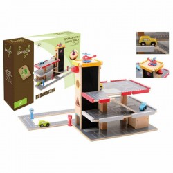 Joueco - Garaj cu 20 accesorii Din Lemn 3 ani+ 44.8x11x 37.5 cm Multicolor