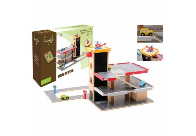 Joueco - Garaj cu 20 accesorii Din Lemn 3 ani+ 44.8x11x 37.5 cm Multicolor