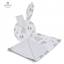 MimiNu - Set perna bebelus cu urechi si paturica 100x75 cm Din bumbac certificat Oeko Tex Standard 100 Forest