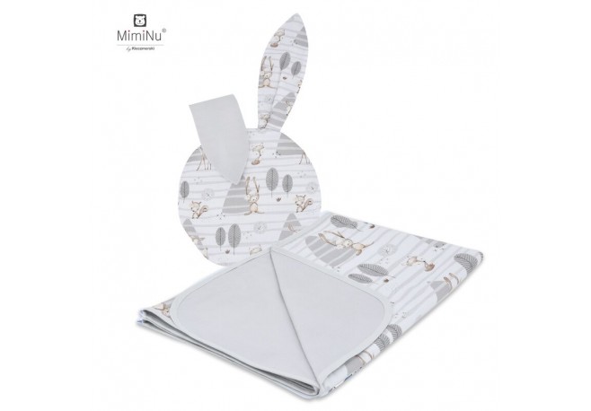 MimiNu - Set perna bebelus cu urechi si paturica 100x75 cm Din bumbac certificat Oeko Tex Standard 100 Forest