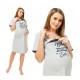 Qmini - Camasa de alaptat L Din bumbac Cu capse oblice Best Mom Ever Grey