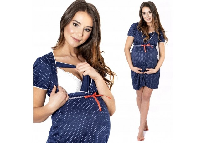 Qmini - Camasa de alaptat L Din bumbac Cu orificii laterale Bow
