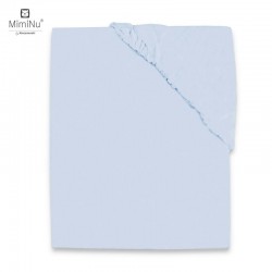 MimiNu - Cearceaf Jerse cu elastic Pentru patut de dimensiunea 120X60 cm Material certificat Oeko Tex Standard 100 Light blue