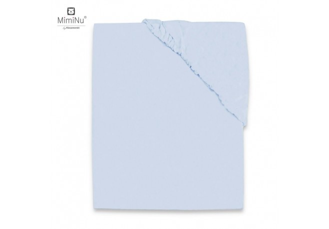 MimiNu - Cearceaf Jerse cu elastic Pentru patut de dimensiunea 120X60 cm Material certificat Oeko Tex Standard 100 Light blue