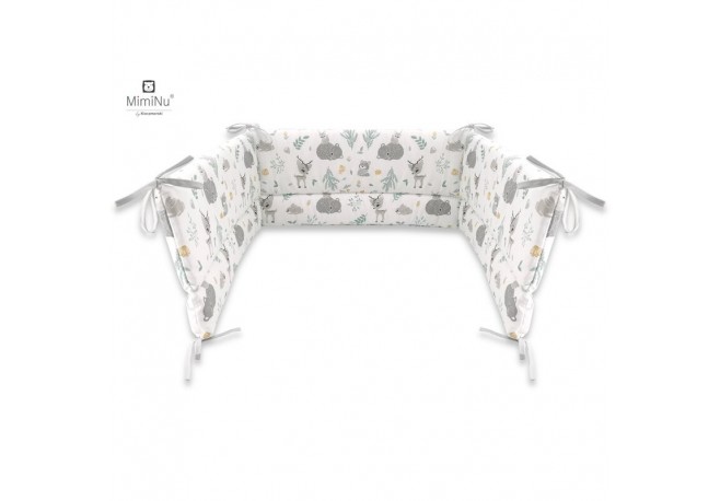 MimiNu - Aparatoare pentru patut 120x60 cm Din bumbac certificat Oeko Tex Standard 100 Cu inaltimea de 30 cm Cu panglici Forest 