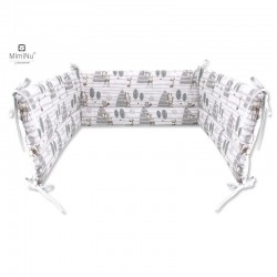 MimiNu - Aparatoare pentru patut 120x60 cm Din bumbac certificat Oeko Tex Standard 100 Cu inaltimea de 30 cm Cu panglici Forest