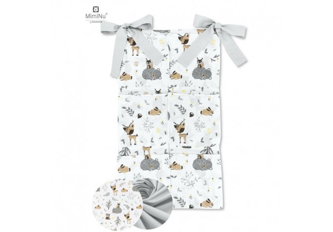 MimiNu - Organizator pentru patut Din bumbac certificat Oeko Tex Standard 100 Cu 6 compartimente Cu doua panglici 70x40 cm Fores