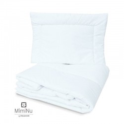 MimiNu - Set pilota si perna pentru patut Din bumbac certificat Oeko Tex Standard 100 Perna 40x60 cm Pilota 100x135 cm White