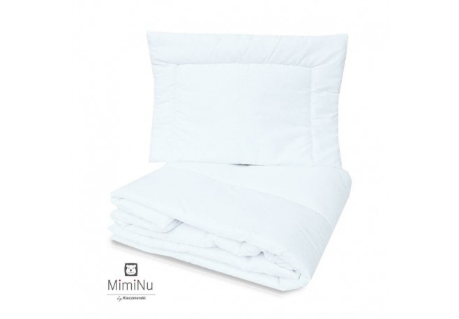 MimiNu - Set pilota si perna pentru patut Din bumbac certificat Oeko Tex Standard 100 Perna 40x60 cm Pilota 100x135 cm White