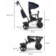 Lionelo - Tricicleta Kori Cu suport de picioare Control al directiei Scaun reversibil Rotire 360 grade Pliabila Conform cu stand
