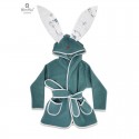 MimiNu - Halat de baie cu urechi 6 - 24 luni Moale Cu buzunare Cu cordon Din bumbac si thermo fleece Materiale certificate Oeko 