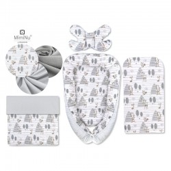 MimiNu - Set 4 in 1 Cosulet bebelus Baby Cocoon 75x55 cm Husa 100% bumbac Din bumbac certificat Oeko Tex Standard 100 Cu paturic