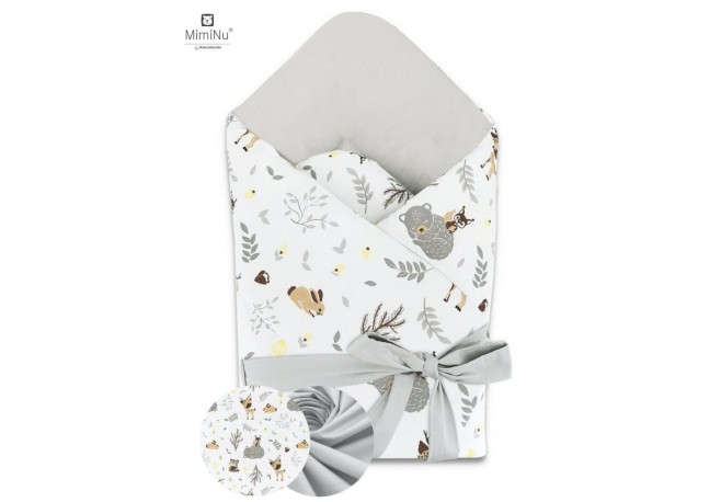 MimiNu - Paturica de infasat cu doua fete Cu multiple utilizari Cu inchidere cu panglica Dimensiune 75x75 cm Din bumbac certific