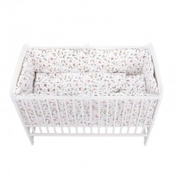 BabyNeeds - Lenjerie patut 5 piese Cu doua protectii laterale Pernuta Plapumioara Cearceaf Din bumbac Pentru patut 120x60 cm Uni