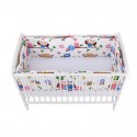 Babyneeds - Set 2 bucati aparatori pat 2 x 180x35 cm Bumbac pentru patut 120x60 cm Bufnitele vesele Alb