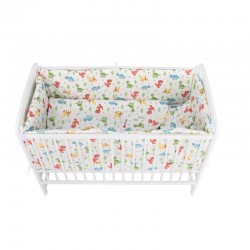 BabyNeeds - Lenjerie patut 5 piese Cu doua protectii laterale Pernuta Plapumioara Cearceaf Din bumbac Pentru patut 120x60 cm Din