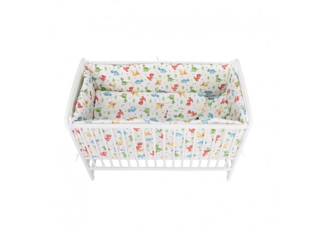 BabyNeeds - Lenjerie patut 5 piese Cu doua protectii laterale Pernuta Plapumioara Cearceaf Din bumbac Pentru patut 120x60 cm Din