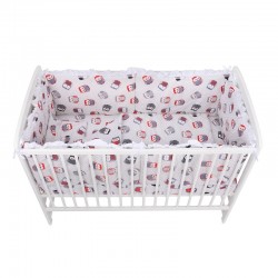 BabyNeeds - Lenjerie patut 5 piese Cu doua protectii laterale Pernuta Plapumioara Cearceaf Din bumbac Pentru patut 120x60 cm Cu 