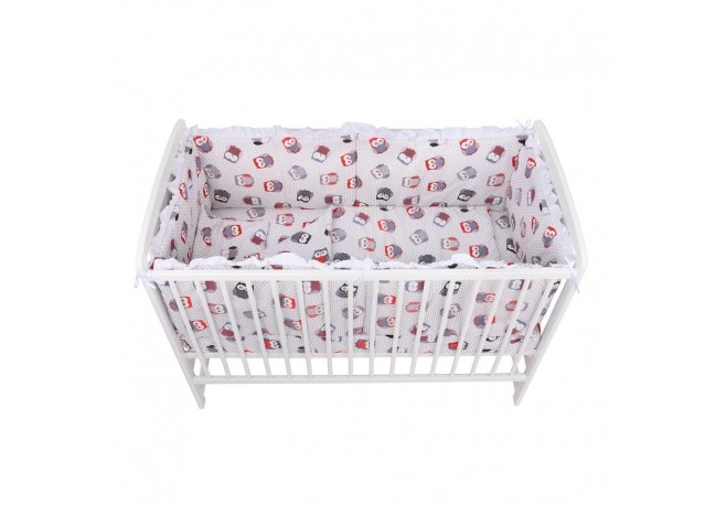 BabyNeeds - Lenjerie patut 5 piese Cu doua protectii laterale Pernuta Plapumioara Cearceaf Din bumbac Pentru patut 120x60 cm Cu 