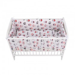 BabyNeeds - Lenjerie patut 5 piese Cu doua protectii laterale Pernuta Plapumioara Cearceaf Din bumbac Pentru patut 120x60 cm Buf