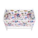 BabyNeeds - Lenjerie patut 3 piese Cu doua protectii laterale Cerceaf Din bumbac Pentru patut 120x60 cm Bufnitele vesele Alb