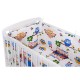 BabyNeeds - Lenjerie patut 3 piese Cu doua protectii laterale Cerceaf Din bumbac Pentru patut 120x60 cm Bufnitele vesele Alb