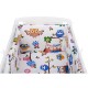 BabyNeeds - Lenjerie patut 3 piese Cu doua protectii laterale Cerceaf Din bumbac Pentru patut 120x60 cm Bufnitele vesele Alb