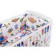 BabyNeeds - Lenjerie patut 3 piese Cu doua protectii laterale Cerceaf Din bumbac Pentru patut 120x60 cm Bufnitele vesele Alb
