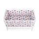 BabyNeeds - Lenjerie patut 3 piese Cu doua protectii laterale Cerceaf Din bumbac Pentru patut 120x60 cm Bufnite Gri-Rosu