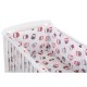 BabyNeeds - Lenjerie patut 3 piese Cu doua protectii laterale Cerceaf Din bumbac Pentru patut 120x60 cm Bufnite Gri-Rosu