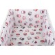 BabyNeeds - Lenjerie patut 3 piese Cu doua protectii laterale Cerceaf Din bumbac Pentru patut 120x60 cm Bufnite Gri-Rosu
