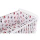 BabyNeeds - Lenjerie patut 3 piese Cu doua protectii laterale Cerceaf Din bumbac Pentru patut 120x60 cm Bufnite Gri-Rosu
