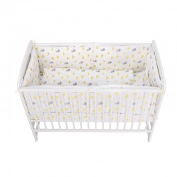 BabyNeeds - Lenjerie patut 5 piese Cu doua protectii laterale Pernuta Plapumioara Cearceaf Din bumbac Pentru patut 120x60 cm Vra