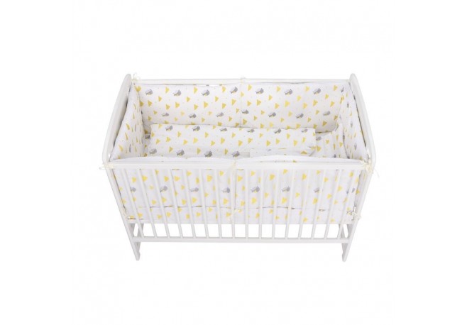 BabyNeeds - Lenjerie patut 5 piese Cu doua protectii laterale Pernuta Plapumioara Cearceaf Din bumbac Pentru patut 120x60 cm Vra