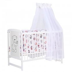 BabyNeeds - Lenjerie patut 6 piese Cu baldachin Cu doua protectii laterale Pernuta Plapumioara Cearceaf Din bumbac Pentru patut 