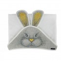 Qmini - Prosop pufos cu gluga pentru bebelusi si copii Din bambus Dimensiune 85x85 cm Rabbit Yellow