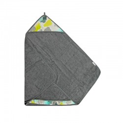 Qmini - Prosop pufos cu gluga pentru bebelusi si copii Din bambus Dimensiune 85x85 cm Clouds Grey