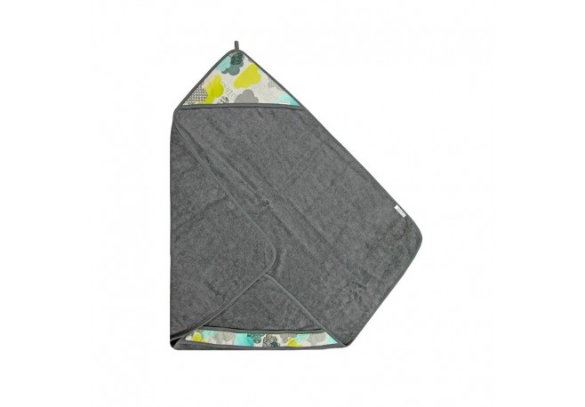 Qmini - Prosop pufos cu gluga pentru bebelusi si copii Din bambus Dimensiune 85x85 cm Clouds Grey