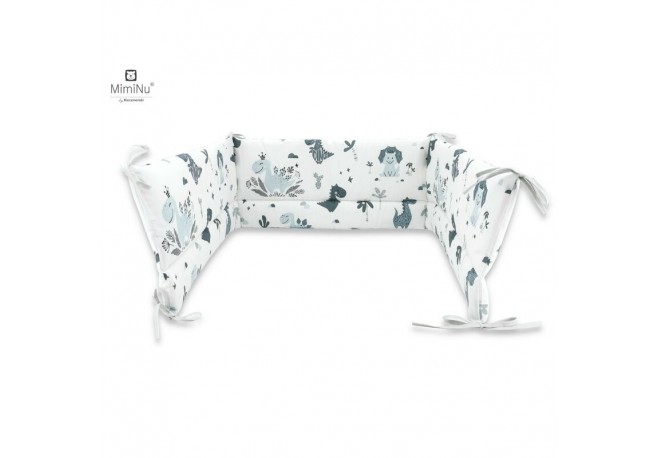 MimiNu - Aparatoare pentru patut 120x60 cm Din bumbac certificat Oeko Tex Standard 100 Cu inaltimea de 30 cm Cu panglici Dino Gr