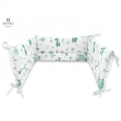 MimiNu - Aparatoare pentru patut 120x60 cm Din bumbac certificat Oeko Tex Standard 100 Cu inaltimea de 30 cm Cu panglici Dino Mi