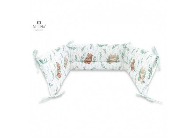 MimiNu - Aparatoare pentru patut 120x60 cm Din bumbac certificat Oeko Tex Standard 100 Cu inaltimea de 30 cm Cu panglici Lulu Na