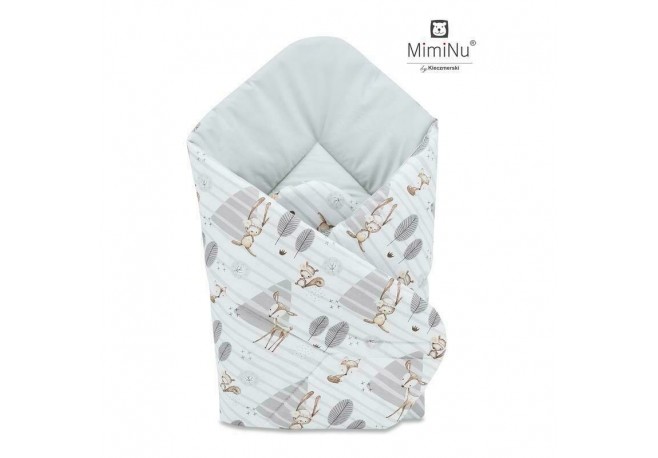 MimiNu - Paturica de infasat cu doua fete Cu multiple utilizari Cu inchidere arici velcro Dimensiune 75x75 cm Din bumbac certifi