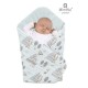 MimiNu - Paturica de infasat cu doua fete Cu multiple utilizari Cu inchidere arici velcro Dimensiune 75x75 cm Din bumbac certifi