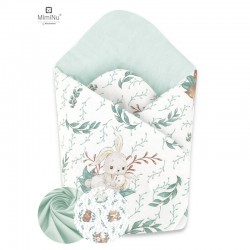 MimiNu - Paturica de infasat cu doua fete Cu multiple utilizari Cu inchidere arici velcro Dimensiune 75x75 cm Din bumbac certifi