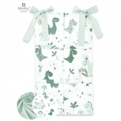 MimiNu - Organizator pentru patut Din bumbac certificat Oeko Tex Standard 100 Cu 6 compartimente Cu doua panglici 70x40 cm Dino 