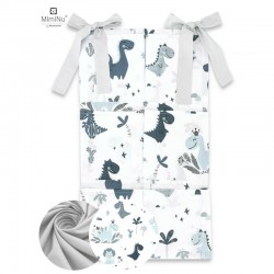 MimiNu - Organizator pentru patut Din bumbac certificat Oeko Tex Standard 100 Cu 6 compartimente Cu doua panglici 70x40 cm Dino 