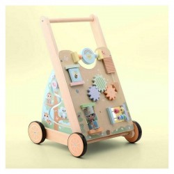 Joueco - Antepremergator cu activitati Familia Wildies Din lemn certificat FSC 53x33 cm 12 luni+ Multicolor