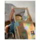Joueco - Antepremergator cu activitati Familia Wildies Din lemn certificat FSC 53x33 cm 12 luni+ Multicolor