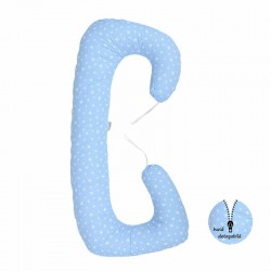 BabyNeeds - Perna 3 in 1 pentru gravide si bebelusi Soft Plus Cu husa detasabila din bumbac Albastru cu stelute